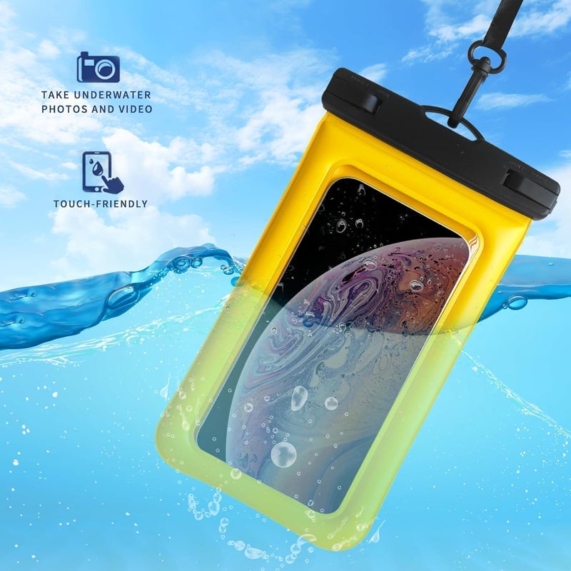 Foweroty Floatable Soap Bubble Waterproof Phone Pouch/Case with Crossbody Lanyard for iPhone 17 16 Pro Max/15 Pro/14/13/12, IP68 Cellphone Dry Bag Beach Cruise Ship Essentials, 1 Pack-Yellow-7″ - Image 5